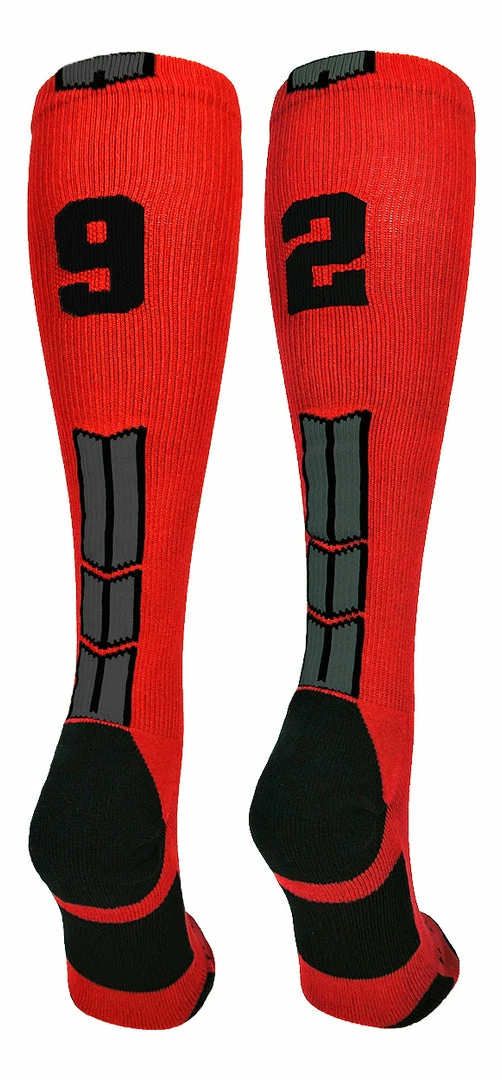 New ๐ MadSportsStuff Red And Black Player ID Custom Number Over The Calf ๐งฆ Socks For ๐ฅ Softball โพ Baseball Football Boys And ๐ง Girls โพ Baseball ๐งฆ Socks ๐ 38 MadSportsStuff Red And Black Player ID Custom Number Over The Calf Socks For Softball Baseball Football Boys And Girls Baseball Socks