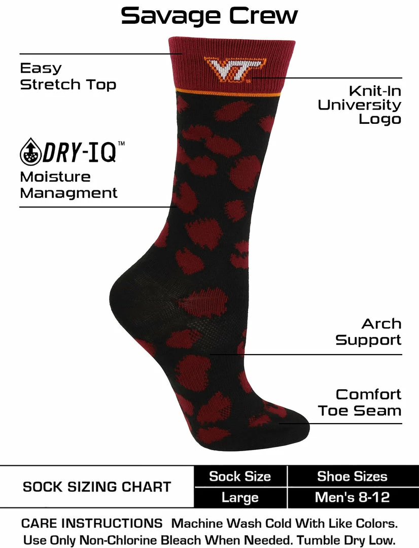 Flash Sale โ TCK Virginia Tech Hokies ๐งฆ Socks ๐ฉ Womens Savage Crew ๐งฆ Socks All Schools ๐ฏ 3 TCK Virginia Tech Hokies Socks Womens Savage Crew Socks All Schools