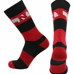 TCK All Schools Nebraska Cornhuskers Socks Game Day Striped Crew Socks