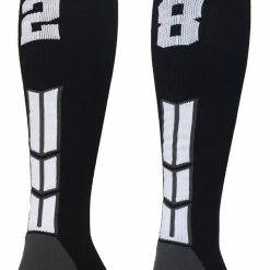 MadSportsStuff Black Player ID Custom Number Over The Calf Socks For Softball Baseball Football Boys And Girls