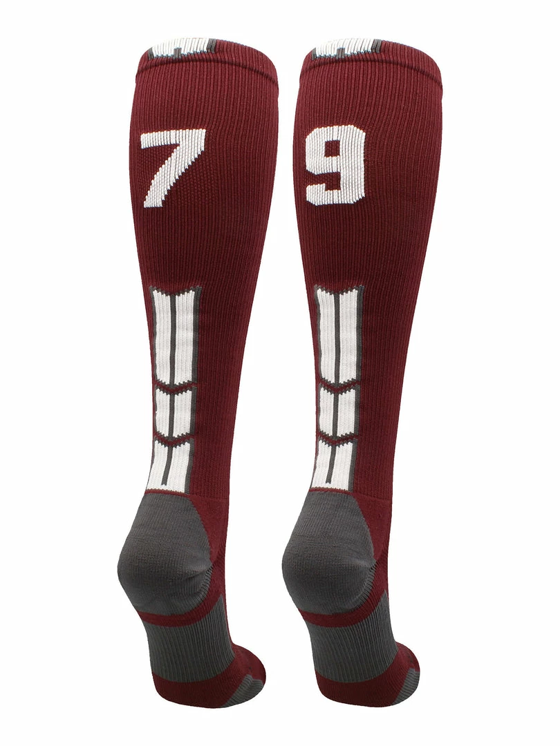 Best Sale ๐ MadSportsStuff ๐ฅ Softball ๐งฆ Socks Maroon Player ID Custom Number Over The Calf ๐งฆ Socks For ๐ฅ Softball โพ Baseball Football Boys And ๐ง Girls ๐คฉ 50 MadSportsStuff Softball Socks Maroon Player ID Custom Number Over The Calf Socks For Softball Baseball Football Boys And Girls