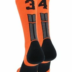 Brand new 😀 MadSportsStuff Orange And Black Player ID Custom Number Crew 🧦 Socks For 🏀 Basketball Lacrosse Volleyball Boys And 👧 Girls 🤩 199 MadSportsStuff Orange And Black Player ID Custom Number Crew Socks For Basketball Lacrosse Volleyball Boys And Girls