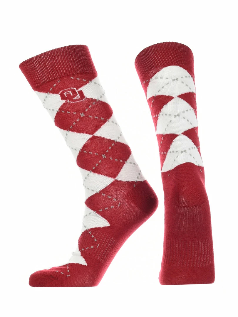 Best Sale โ๏ธ TCK OU Oklahoma Sooners Argyle ๐ Dress ๐งฆ Socks NCAA Fanwear Crew Length All Schools ๐ 2 TCK OU Oklahoma Sooners Argyle Dress Socks NCAA Fanwear Crew Length All Schools