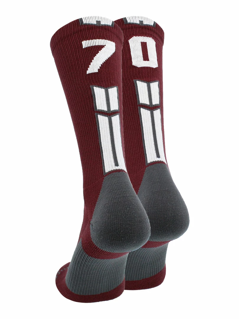 Best deal ๐คฉ MadSportsStuff Maroon Player ID Custom Number Crew ๐งฆ Socks For ๐ Basketball Lacrosse Volleyball Boys And ๐ง Girls ๐งจ 9 MadSportsStuff Maroon Player ID Custom Number Crew Socks For Basketball Lacrosse Volleyball Boys And Girls