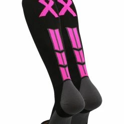 MadSportsStuff Triumph Pink Ribbon Breast Cancer Awareness Over The Calf Socks Baseball Socks