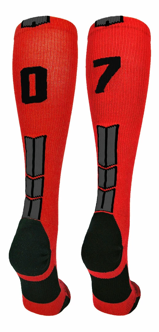 New ๐ MadSportsStuff Red And Black Player ID Custom Number Over The Calf ๐งฆ Socks For ๐ฅ Softball โพ Baseball Football Boys And ๐ง Girls โพ Baseball ๐งฆ Socks ๐ 72 MadSportsStuff Red And Black Player ID Custom Number Over The Calf Socks For Softball Baseball Football Boys And Girls Baseball Socks