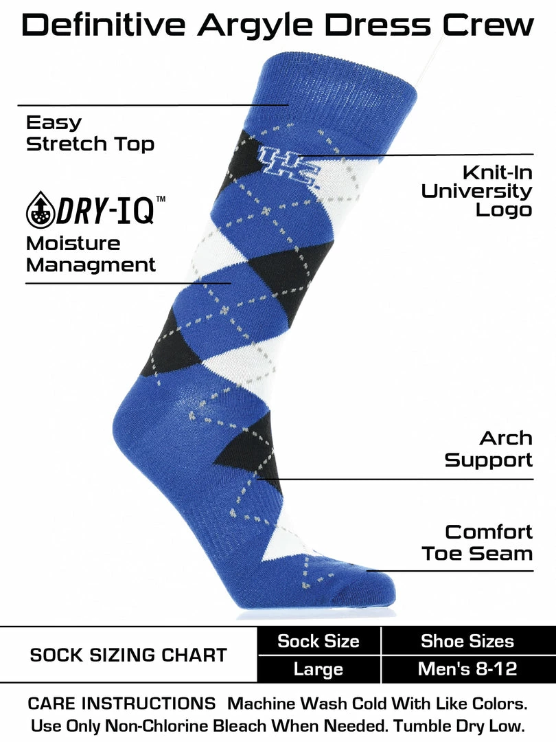 Promo โญ TCK Kentucky Wildcats Argyle ๐ Dress ๐งฆ Socks NCAA Fanwear Crew Length โค๏ธ 3 TCK Kentucky Wildcats Argyle Dress Socks NCAA Fanwear Crew Length