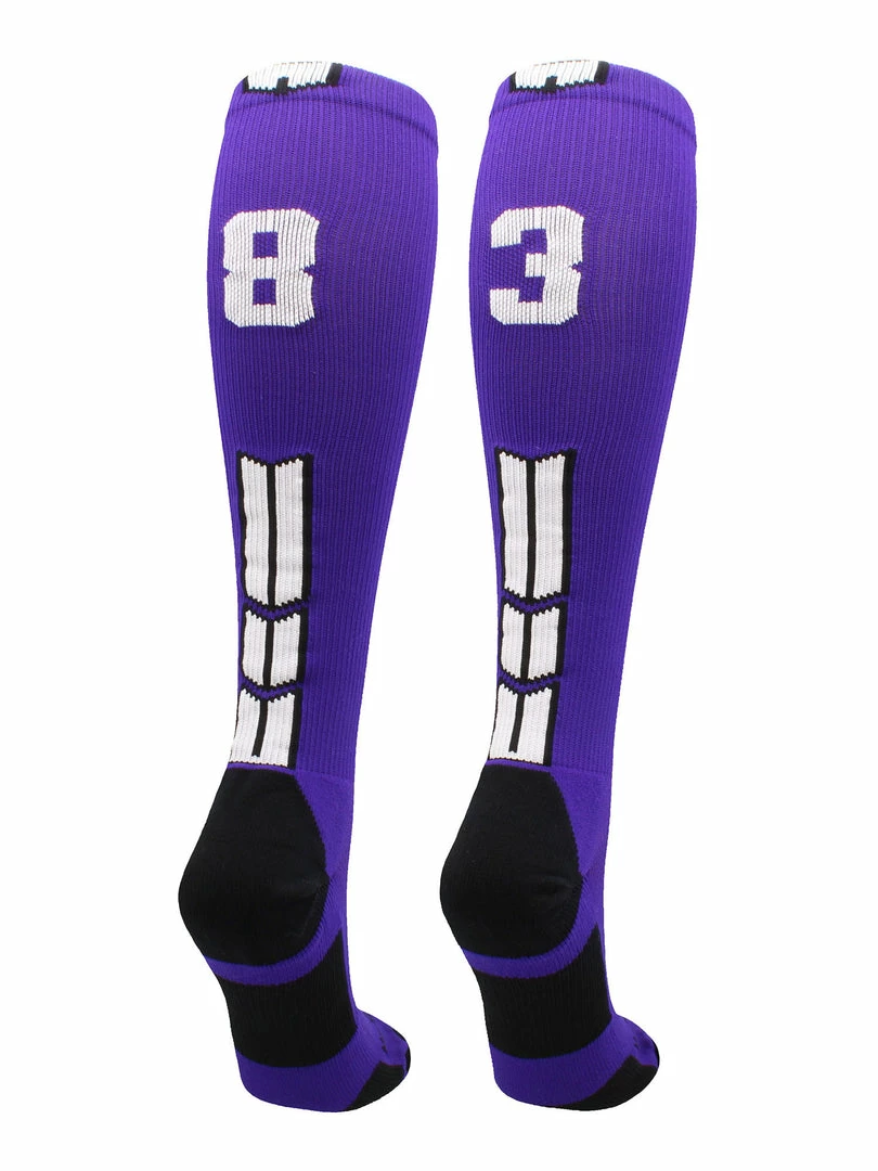 Discount ๐ MadSportsStuff Purple Player ID Custom Number Over The Calf ๐งฆ Socks For ๐ฅ Softball โพ Baseball Football Boys And ๐ง Girls ๐ฅ Softball ๐งฆ Socks ๐ 47 MadSportsStuff Purple Player ID Custom Number Over The Calf Socks For Softball Baseball Football Boys And Girls Softball Socks