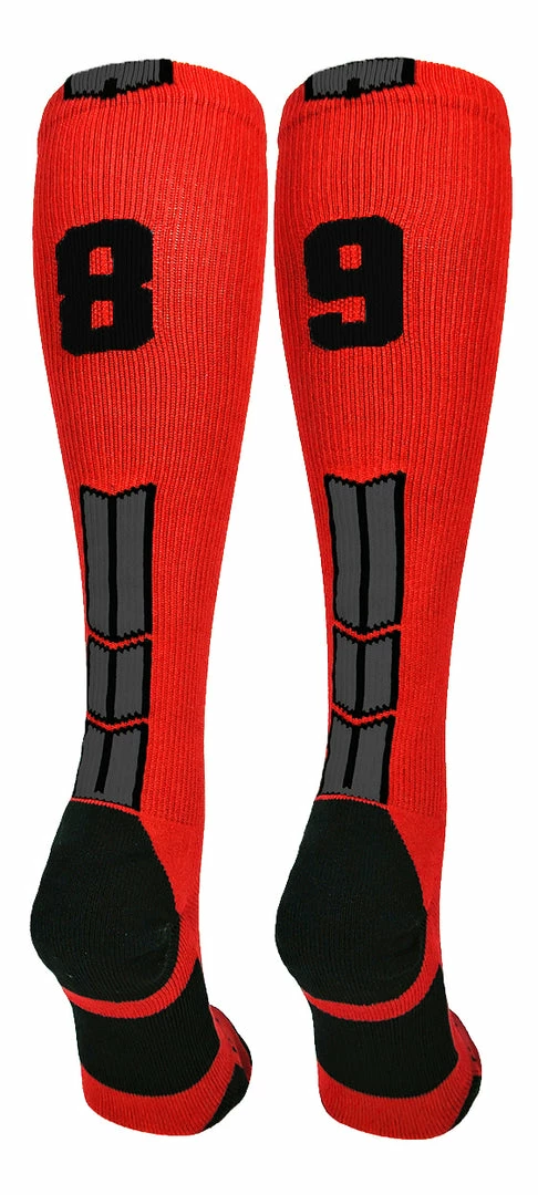 New ๐ MadSportsStuff Red And Black Player ID Custom Number Over The Calf ๐งฆ Socks For ๐ฅ Softball โพ Baseball Football Boys And ๐ง Girls โพ Baseball ๐งฆ Socks ๐ 41 MadSportsStuff Red And Black Player ID Custom Number Over The Calf Socks For Softball Baseball Football Boys And Girls Baseball Socks