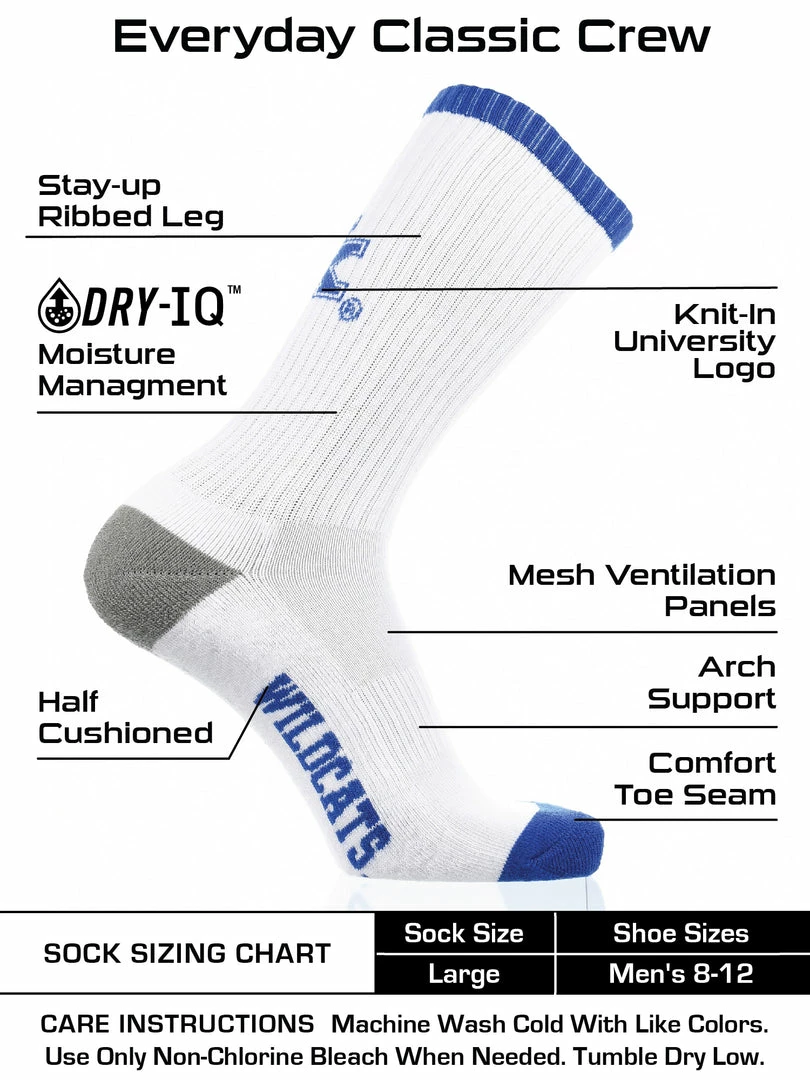 Best deal ๐ TCK Kentucky Wildcats ๐งฆ Socks Basic Crew White ๐งฆ Socks ๐ 3 TCK Kentucky Wildcats Socks Basic Crew White Socks