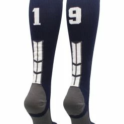 MadSportsStuff Navy Player ID Custom Number Over The Calf Socks For Softball Baseball Football Boys And Girls Softball Socks