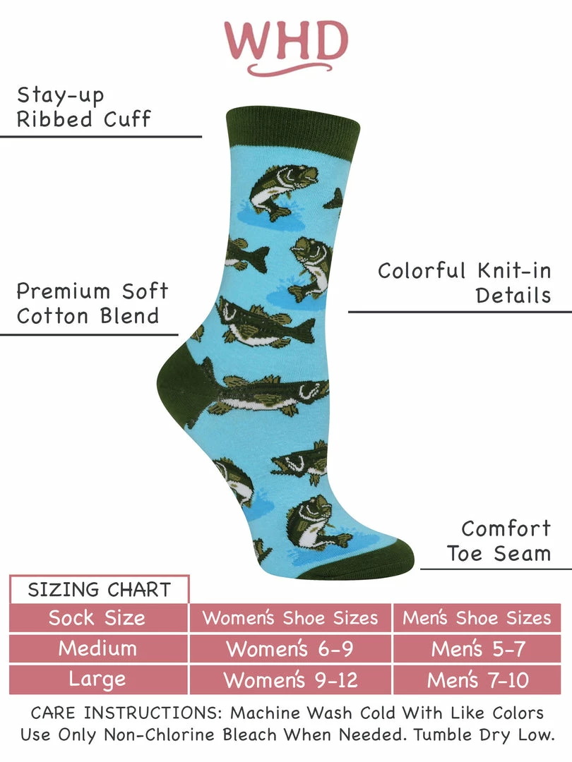 Deals ๐ฏ WHD Crazy ๐งฆ Socks - Crew Bass ๐งฆ Socks Gift For Bass Fishing Lovers ๐ 3 WHD Crazy Socks - Crew Bass Socks Gift For Bass Fishing Lovers