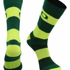 TCK Oregon Ducks Socks Game Day Striped Crew Socks All Schools