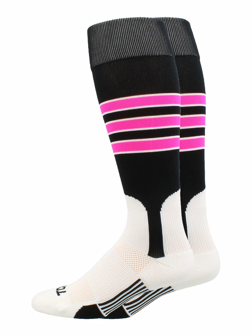 New ๐ MadSportsStuff โพ Baseball Stirrup ๐งฆ Socks 3 Stripe With Featheredge ๐ 6 MadSportsStuff Baseball Stirrup Socks 3 Stripe With Featheredge