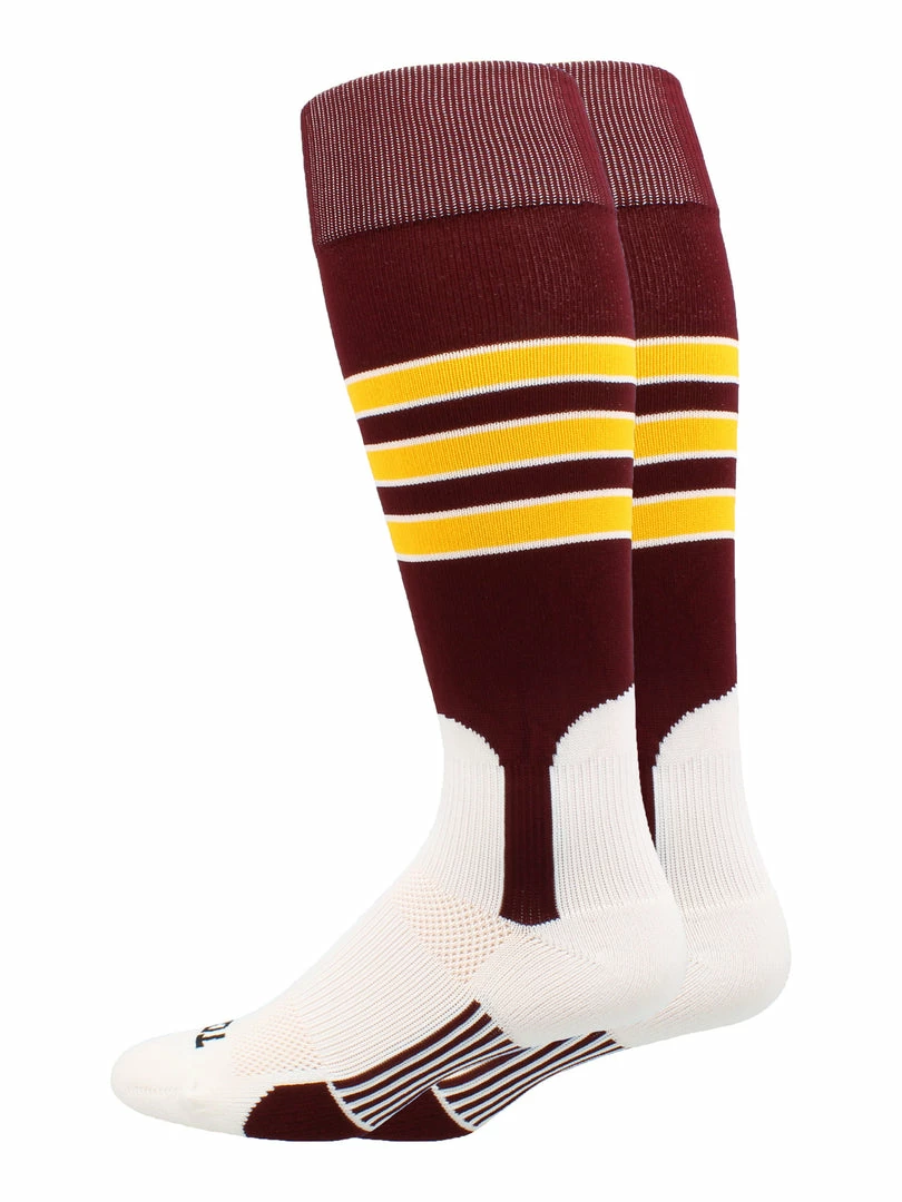 New ๐ MadSportsStuff โพ Baseball Stirrup ๐งฆ Socks 3 Stripe With Featheredge ๐ 11 MadSportsStuff Baseball Stirrup Socks 3 Stripe With Featheredge