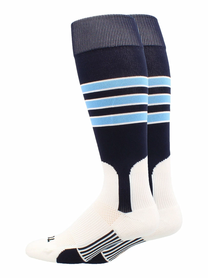New ๐ MadSportsStuff โพ Baseball Stirrup ๐งฆ Socks 3 Stripe With Featheredge ๐ 12 MadSportsStuff Baseball Stirrup Socks 3 Stripe With Featheredge