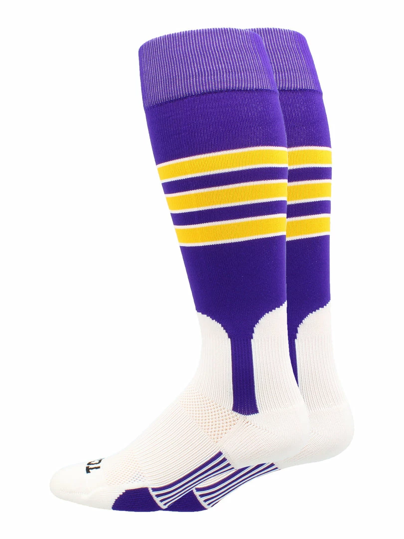 New ๐ MadSportsStuff โพ Baseball Stirrup ๐งฆ Socks 3 Stripe With Featheredge ๐ 17 MadSportsStuff Baseball Stirrup Socks 3 Stripe With Featheredge
