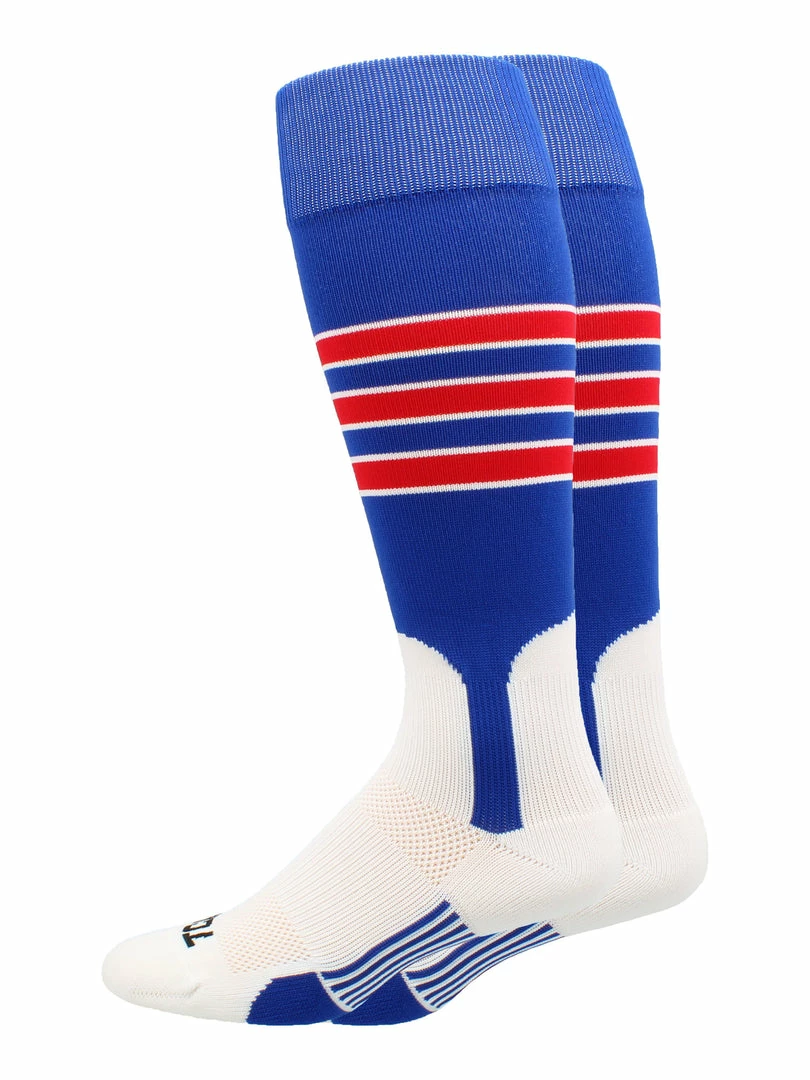 New ๐ MadSportsStuff โพ Baseball Stirrup ๐งฆ Socks 3 Stripe With Featheredge ๐ 20 MadSportsStuff Baseball Stirrup Socks 3 Stripe With Featheredge