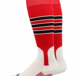 New ๐ MadSportsStuff โพ Baseball Stirrup ๐งฆ Socks 3 Stripe With Featheredge ๐ 42 MadSportsStuff Baseball Stirrup Socks 3 Stripe With Featheredge