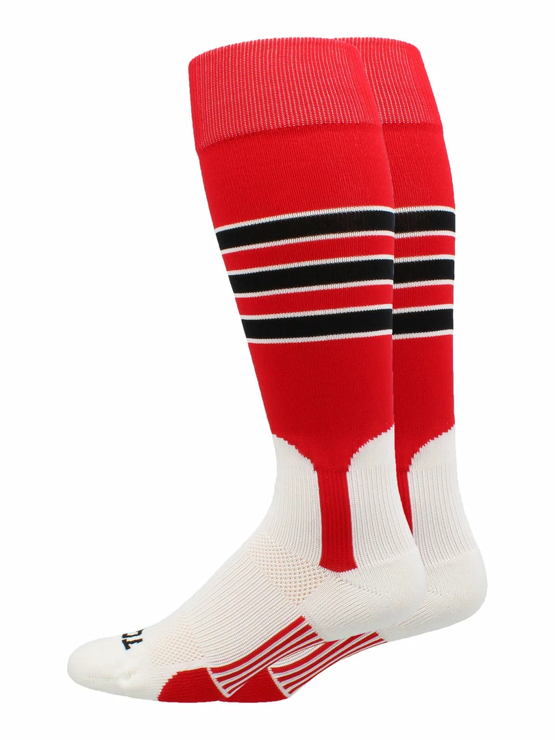 New ๐ MadSportsStuff โพ Baseball Stirrup ๐งฆ Socks 3 Stripe With Featheredge ๐ 21 MadSportsStuff Baseball Stirrup Socks 3 Stripe With Featheredge