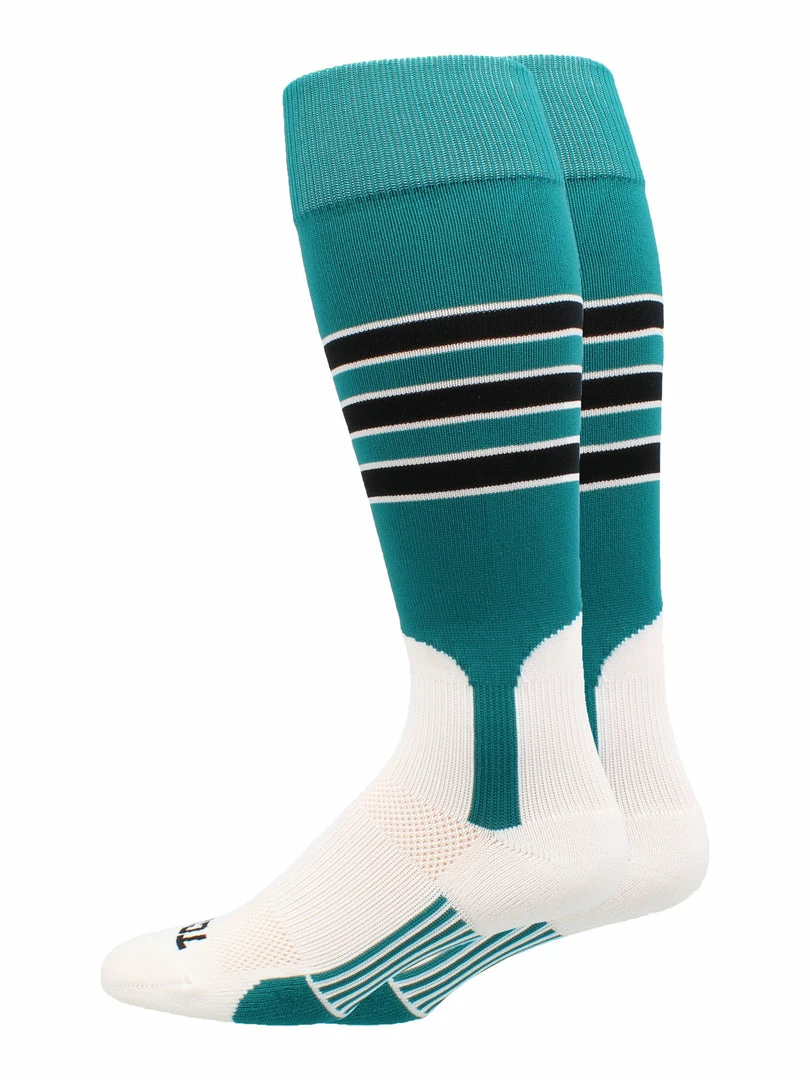 New ๐ MadSportsStuff โพ Baseball Stirrup ๐งฆ Socks 3 Stripe With Featheredge ๐ 22 MadSportsStuff Baseball Stirrup Socks 3 Stripe With Featheredge