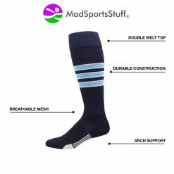 MadSportsStuff Dugout 3 Stripe Baseball Socks Over The Calf Length (Multiple Colors)