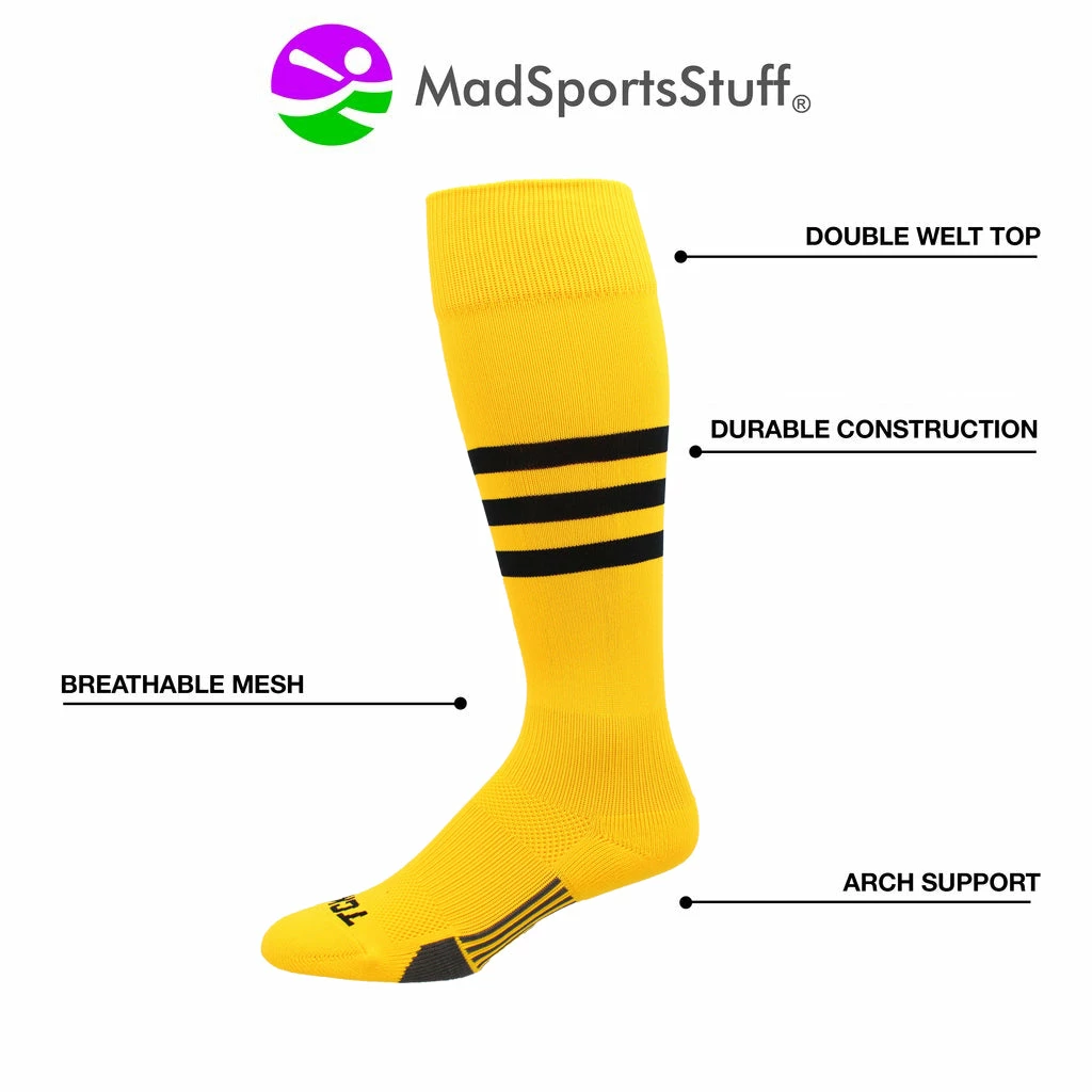 Cheapest ๐ MadSportsStuff Dugout 3 Stripe โพ Baseball ๐งฆ Socks Over The Calf Length Pattern B โญ 2 MadSportsStuff Dugout 3 Stripe Baseball Socks Over The Calf Length Pattern B