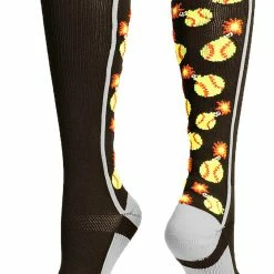MadSportsStuff Softball Socks With Bombs - Bombers - For Girls Or Women - Athletic Over The Calf Socks