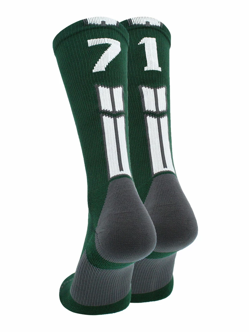 Buy โ๏ธ MadSportsStuff Dark Green Player ID Custom Number Crew ๐งฆ Socks For ๐ Basketball Lacrosse Volleyball Boys And ๐ง Girls ๐ 8 MadSportsStuff Dark Green Player ID Custom Number Crew Socks For Basketball Lacrosse Volleyball Boys And Girls