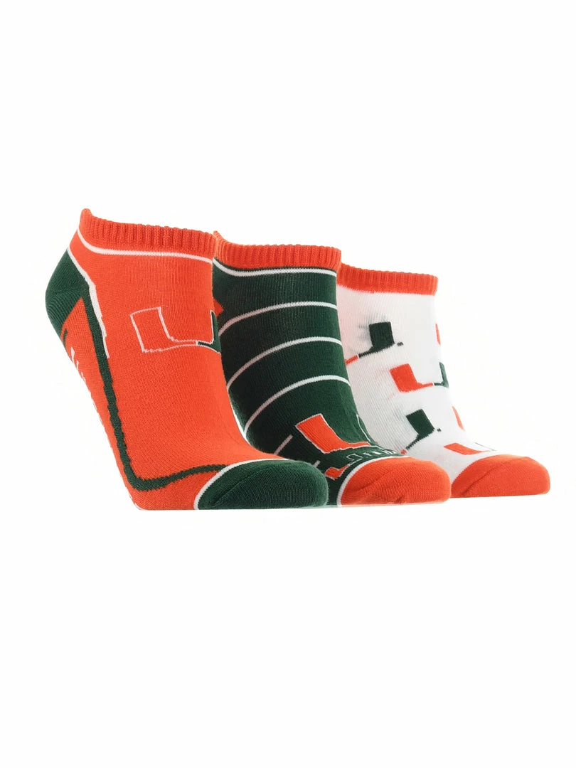 Promo ๐ TCK Miami Hurricanes No Show ๐งฆ Socks Full Field 3 Pack ๐ฏ 1 TCK Miami Hurricanes No Show Socks Full Field 3 Pack