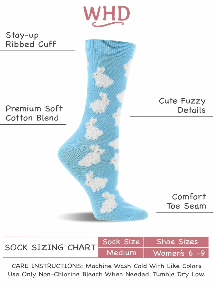 New ๐ WHD Bunny ๐งฆ Socks For ๐ฉ Women With Fuzzy Bunnies - Rabbit Lovers Easter Gift - 2-Pack Crazy ๐งฆ Socks - Crew ๐ 2 WHD Bunny Socks For Women With Fuzzy Bunnies - Rabbit Lovers Easter Gift - 2-Pack Crazy Socks - Crew