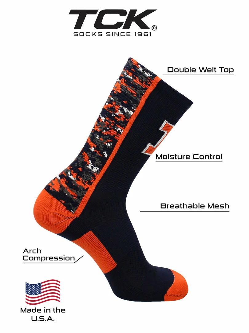 Promo ๐ TCK Illinois Fighting Illini ๐งฆ Socks Digital Camo Crew ๐ 4 TCK Illinois Fighting Illini Socks Digital Camo Crew