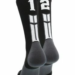 MadSportsStuff Black Player ID Custom Number Crew Socks For Basketball Lacrosse Volleyball Boys And Girls Volleyball Socks