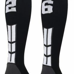MadSportsStuff Black Player ID Custom Number Over The Calf Socks For Softball Baseball Football Boys And Girls