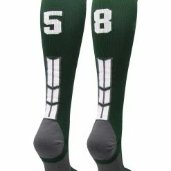 Hot Sale โ๏ธ MadSportsStuff Dark Green Player ID Custom Number Over The Calf ๐งฆ Socks For ๐ฅ Softball โพ Baseball Football Boys And ๐ง Girls ๐ 127 MadSportsStuff Dark Green Player ID Custom Number Over The Calf Socks For Softball Baseball Football Boys And Girls