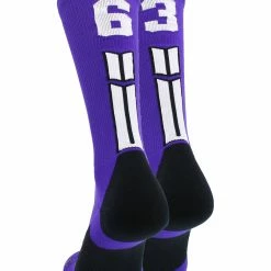 MadSportsStuff Purple Player ID Custom Number Crew Socks For Basketball Lacrosse Volleyball Boys And Girls Volleyball Socks