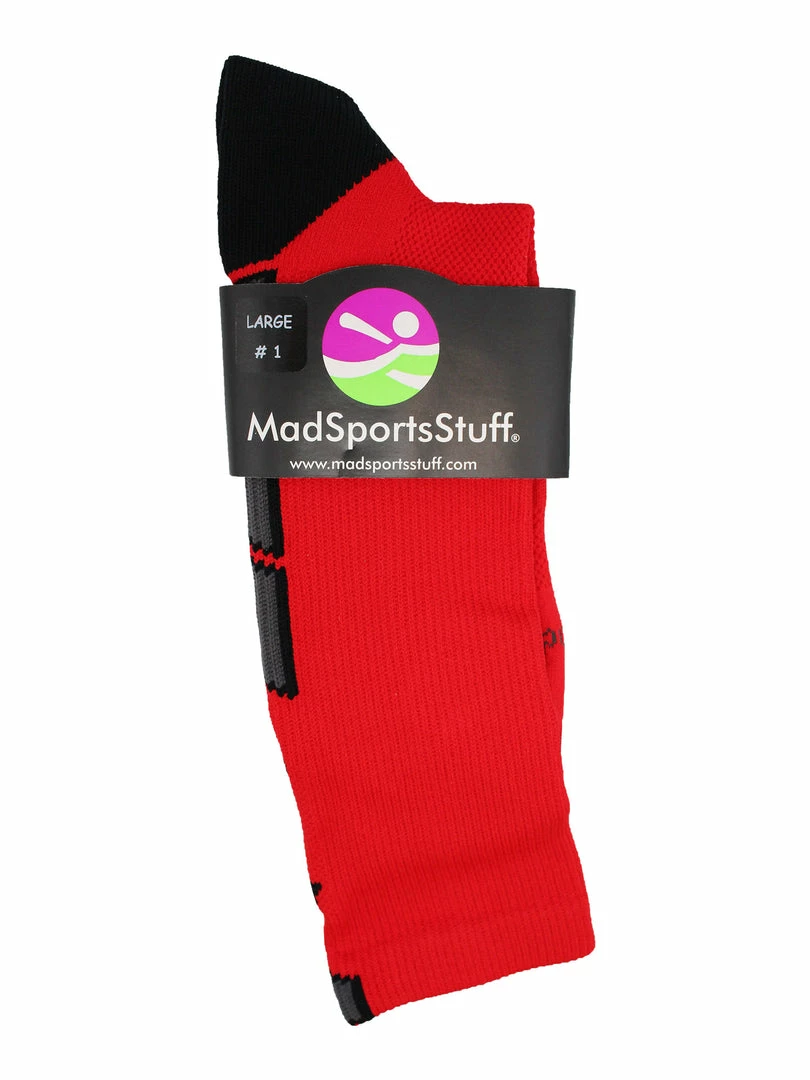 Promo ๐ MadSportsStuff Red And Black Player ID Custom Number Crew ๐งฆ Socks For ๐ Basketball Lacrosse Volleyball Boys And ๐ง Girls Volleyball ๐งฆ Socks โจ 3 MadSportsStuff Red And Black Player ID Custom Number Crew Socks For Basketball Lacrosse Volleyball Boys And Girls Volleyball Socks