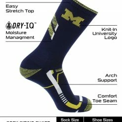 TCK Michigan Wolverines Socks University Of Michigan Wolverines Champion Crew Socks