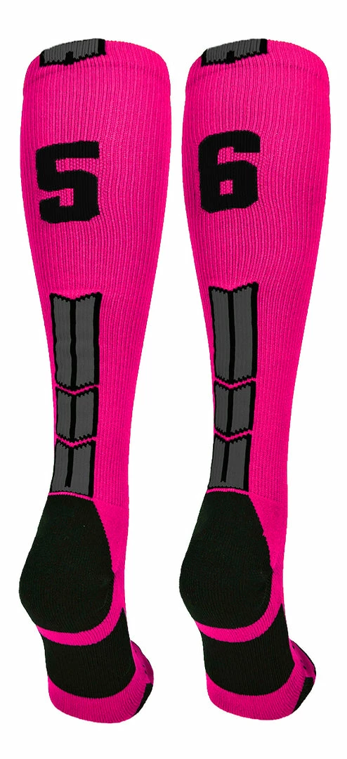 Discount ๐ฅ MadSportsStuff Neon Pink And Black Player ID Custom Number Over The Calf ๐งฆ Socks For ๐ฅ Softball โพ Baseball Football Boys And ๐ง Girls โพ Baseball ๐งฆ Socks ๐ 24 MadSportsStuff Neon Pink And Black Player ID Custom Number Over The Calf Socks For Softball Baseball Football Boys And Girls Baseball Socks