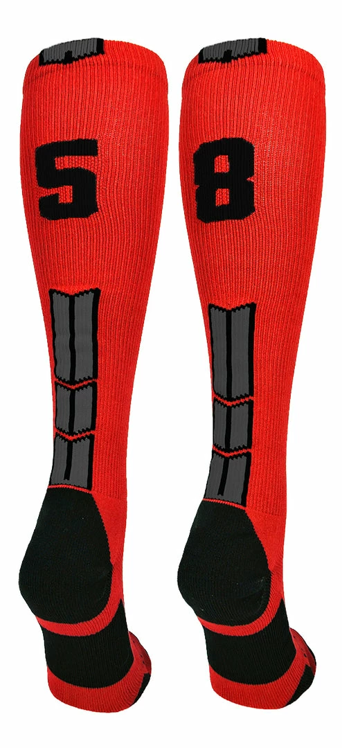 Budget ๐ฏ MadSportsStuff Red And Black Player ID Custom Number Over The Calf ๐งฆ Socks For ๐ฅ Softball โพ Baseball Football Boys And ๐ง Girls โพ Baseball ๐งฆ Socks ๐ 22 MadSportsStuff Red And Black Player ID Custom Number Over The Calf Socks For Softball Baseball Football Boys And Girls Baseball Socks