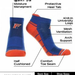 TCK Florida Gators Low Cut Ankle Socks With Tab