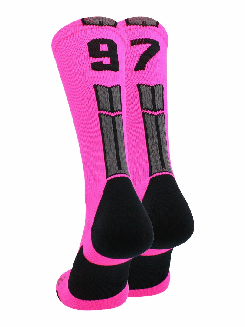 Buy โจ MadSportsStuff Neon Pink And Black Player ID Custom Number Crew ๐งฆ Socks For ๐ Basketball Lacrosse Volleyball Boys And ๐ง Girls ๐ 32 MadSportsStuff Neon Pink And Black Player ID Custom Number Crew Socks For Basketball Lacrosse Volleyball Boys And Girls