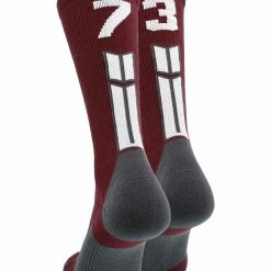 MadSportsStuff Maroon Player ID Custom Number Crew Socks For Basketball Lacrosse Volleyball Boys And Girls Volleyball Socks