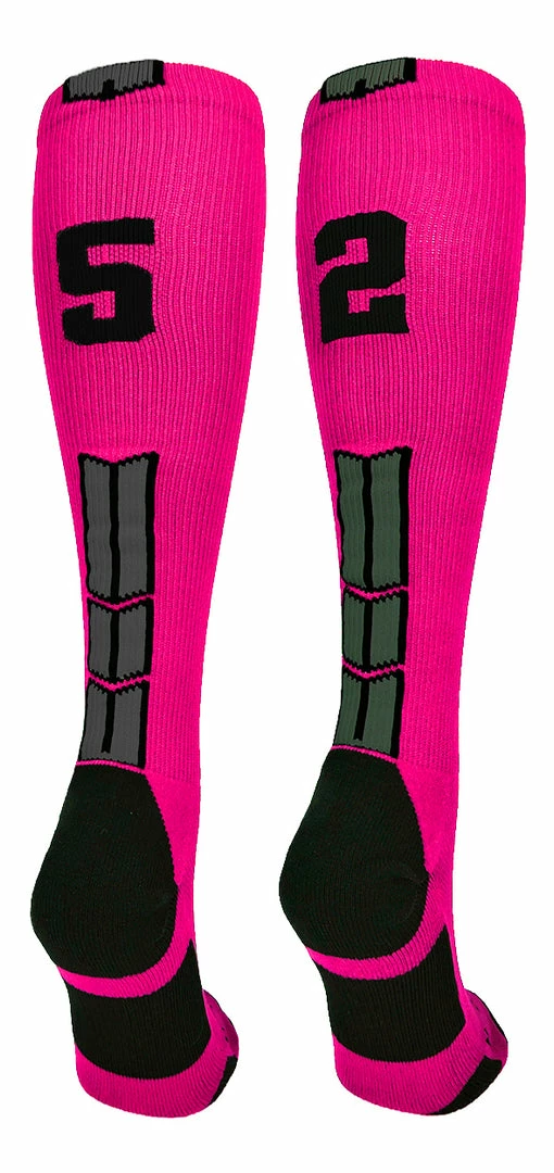 Best Sale ๐ MadSportsStuff โพ Baseball ๐งฆ Socks Neon Pink And Black Player ID Custom Number Over The Calf ๐งฆ Socks For ๐ฅ Softball โพ Baseball Football Boys And ๐ง Girls โจ 28 MadSportsStuff Baseball Socks Neon Pink And Black Player ID Custom Number Over The Calf Socks For Softball Baseball Football Boys And Girls