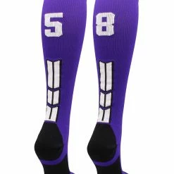 New โ๏ธ MadSportsStuff Purple Player ID Custom Number Over The Calf ๐งฆ Socks For ๐ฅ Softball โพ Baseball Football Boys And ๐ง Girls ๐ 127 MadSportsStuff Purple Player ID Custom Number Over The Calf Socks For Softball Baseball Football Boys And Girls
