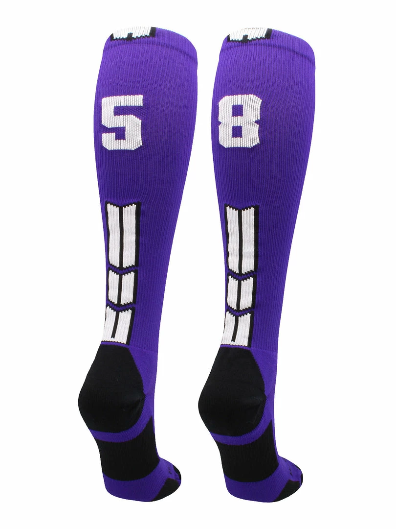 New โ๏ธ MadSportsStuff Purple Player ID Custom Number Over The Calf ๐งฆ Socks For ๐ฅ Softball โพ Baseball Football Boys And ๐ง Girls ๐ 22 MadSportsStuff Purple Player ID Custom Number Over The Calf Socks For Softball Baseball Football Boys And Girls