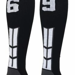 MadSportsStuff Black Player ID Custom Number Over The Calf Socks For Softball Baseball Football Boys And Girls