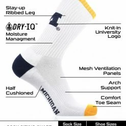 Buy ๐งจ TCK Michigan Wolverines ๐งฆ Socks Basic Crew White ๐งฆ Socks ๐ 6 TCK Michigan Wolverines Socks Basic Crew White Socks