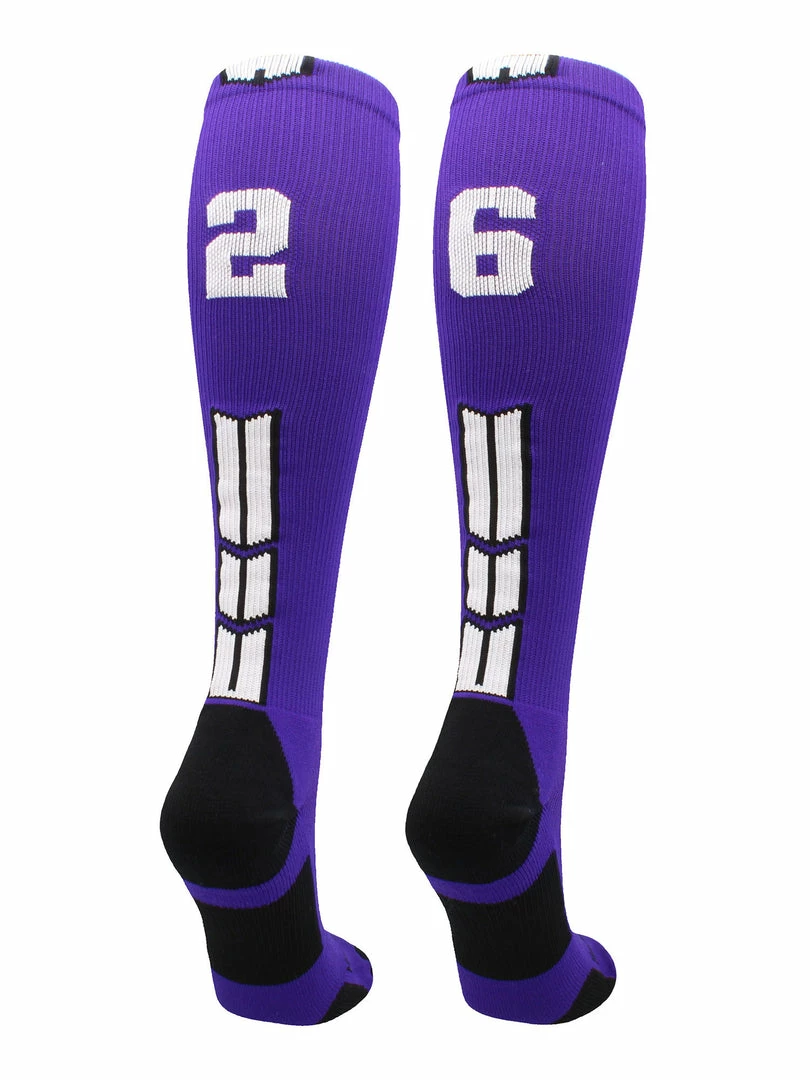 New โ๏ธ MadSportsStuff Purple Player ID Custom Number Over The Calf ๐งฆ Socks For ๐ฅ Softball โพ Baseball Football Boys And ๐ง Girls ๐ 104 MadSportsStuff Purple Player ID Custom Number Over The Calf Socks For Softball Baseball Football Boys And Girls