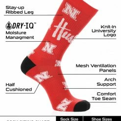 Coupon 💯 TCK Nebraska Cornhuskers 🧦 Socks Crew Length Sock Mayhem ❤️ 6 TCK Nebraska Cornhuskers Socks Crew Length Sock Mayhem